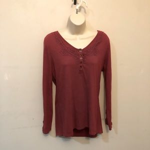 Women’s Crimson Embroidered HiLo Top
